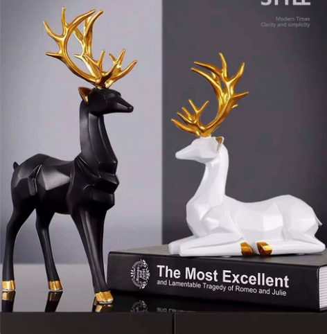 北欧轻奢折纸鹿摆件客厅卧室酒柜摆设工艺品艺...