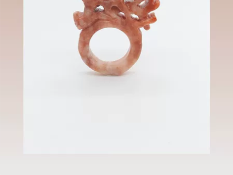 15mm桃花主题手工雕刻岫玉戒指花料玉石玉...