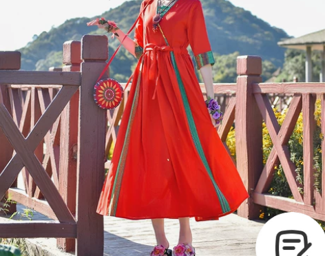 长裙旅游度假 民族风连衣裙女2022 大码