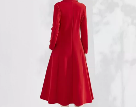 韩国东大门大裙摆复古毛呢修身大衣连衣裙 仅...