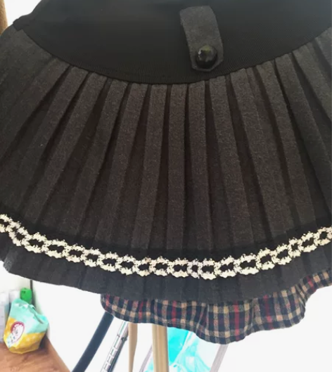 秋冬毛呢半身短裙百褶A字大摆蝴蝶结均码半身...