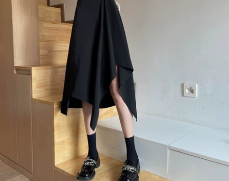 胖mm不规则半身裙女夏中长裙超火大码显瘦a...