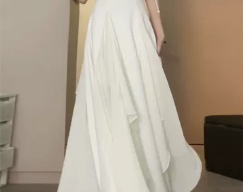 松本 西西里长裙开叉荷叶边长袖收腰显瘦气质...