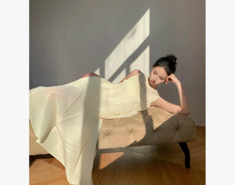 深深定制 2023花苞三宅风褶皱连衣裙女高...