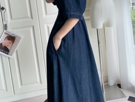 小个子牛仔裙 2023夏装新牛仔灯笼袖A