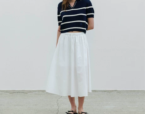 sienne抽褶长裙夏季宽松轻薄半身裙抽绳...