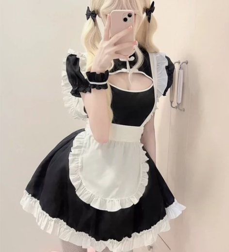 情人节可爱复古纯欲女仆裙套装cos服性感中...