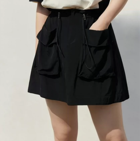 MO*CO抽绳褶皱工装风贴袋半身裙~ 夏天...