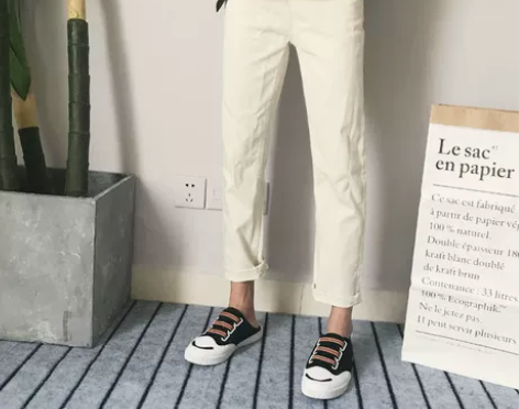 港仔复古男水洗休闲宽松牛仔裤潮流九分裤直筒...