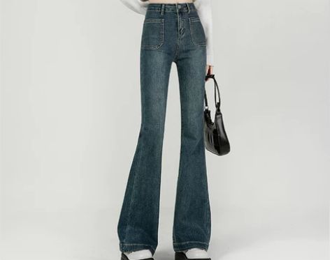 【春节不打烊】美式复古喇叭裤女秋冬加绒牛仔...