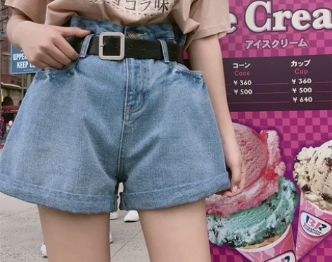 宋黛2018夏季新款高腰chic直筒牛仔短...