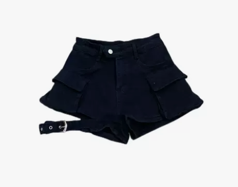 欧美式vibe大码复古辣妹高腰牛仔短裤女设...