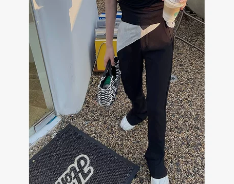 MISS6 百搭马蹄裤黑色高腰休闲裤女夏季...