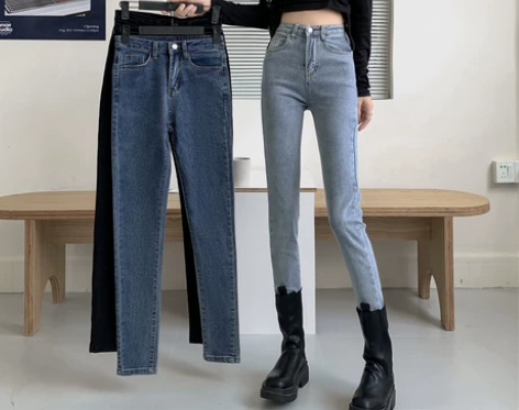 弹力紧身牛仔裤女秋季韩版2021新款修身高...