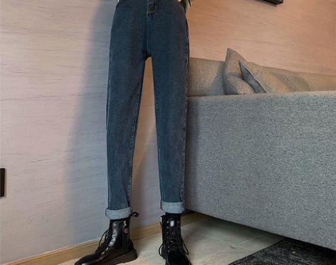 大码哈伦牛仔裤2023年新款女胖mm高腰显...