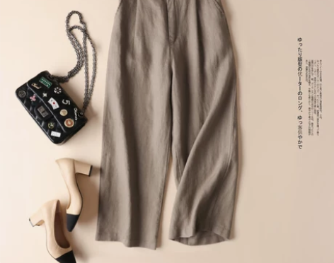 2022夏季新款九分直筒阔腿裤女宽松棉麻裤...