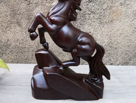 花梨或黑檀实木马到成功摆件 木雕马到成功 ...