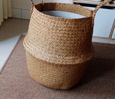 【花坊倒闭+送防水壳】草编织花篮花盆宜家同...