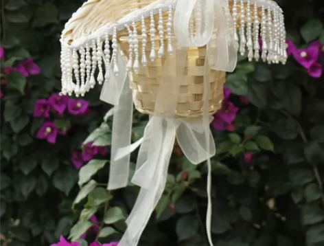 汉服摄影道具花篮新宫廷舞蹈古风流苏手提竹编...