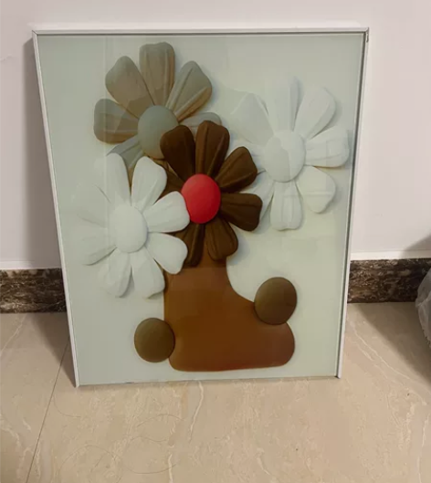 玻璃工艺画 装饰品 很干净很新 下面那个框...