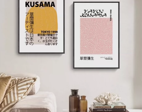 [价格美丽] 日系抽象波点艺术小众三联装饰...