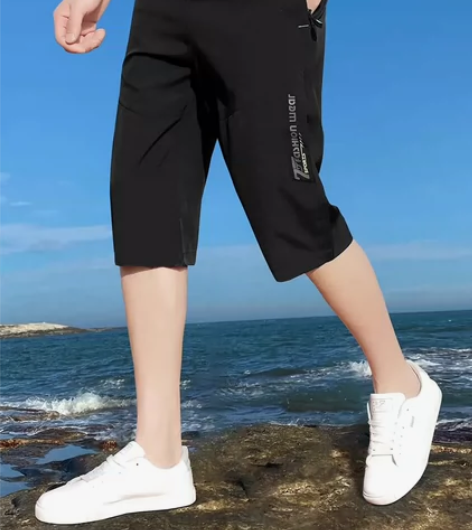 七分裤男夏季薄款宽松冰丝外穿休闲运动潮流夏...