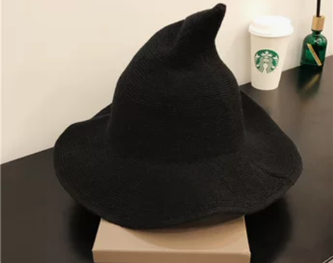 韩国尖尖顶大檐沿毛线礼帽韩版秋冬帽子女针织...