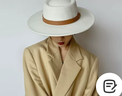 白色法式平顶礼帽英伦复古皮带仿羊毛呢帽子女...