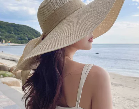 草帽女夏季防晒超大帽檐遮阳帽沙滩海边度假太...