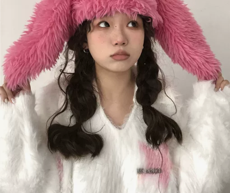 【长耳朵兔子帽】可爱搞怪毛绒绒包头帽炸街玫...