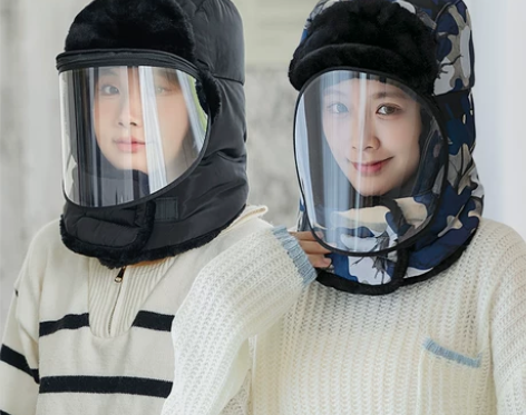 雷锋帽秋冬女骑电动车防风保暖帽户外防水防寒...