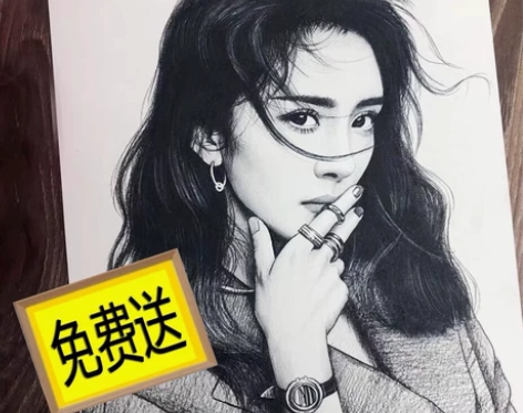 手绘画像定制   纯手绘 素描  色彩  ...