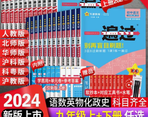 2024新版初中一遍过九年级上册下册语文数...