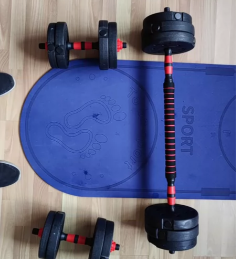 杠铃一个，14KG，哑铃一对，单只6.25...