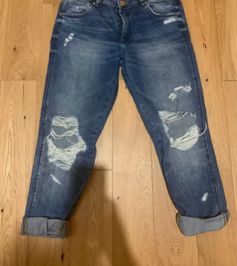 zara破洞蓝色牛仔裤正品 98新 尺码3...