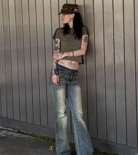 LYUOCHENG 23SS 低腰复古水洗...