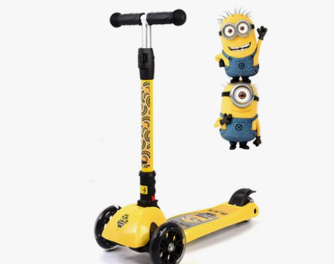 小黄人儿童滑板车1-2-3-6岁小孩闪光初...