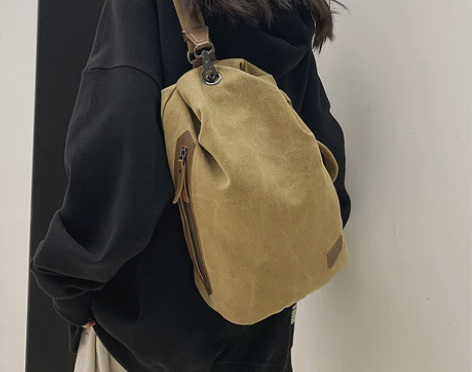 帆布包男女大容量日系复古斜挎包多功能时尚单...