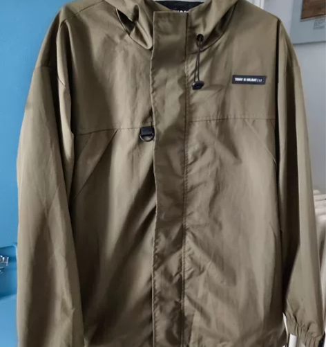 [火][火]军绿色冲锋衣外套男春秋季日系连...