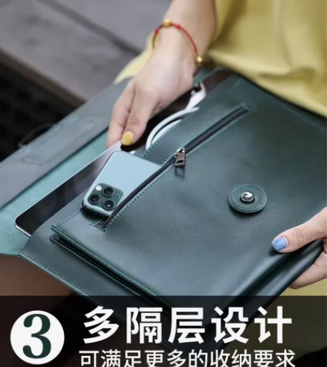 ACECOAT牛皮笔记本手提包电脑包适用苹...