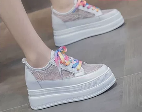 全新厚底2023新款女内增高网面透气韩版休...