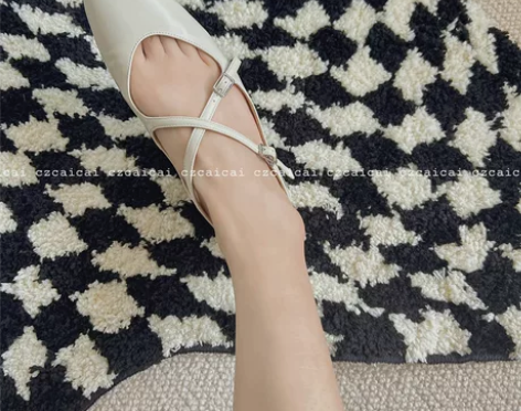 CZCAICAI  2022年方头交叉带白...