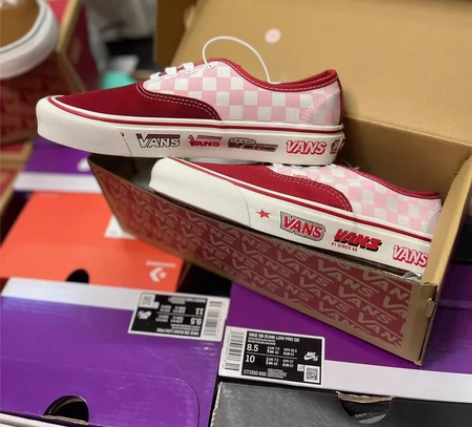 Vans Authentic 红粉棋盘格 ...