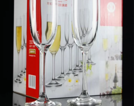 2只石岛欧式无铅水晶玻璃高脚杯婚庆香槟杯笛...