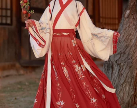 原创汉服女半生莲交领晋制齐腰襦裙日常学生套...