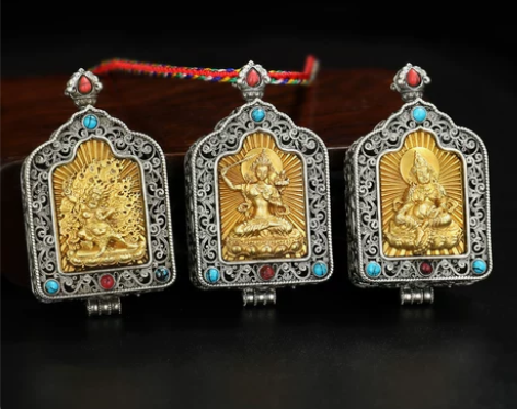 精品佛龛佛像嘎乌盒 文殊黄财神 金刚...