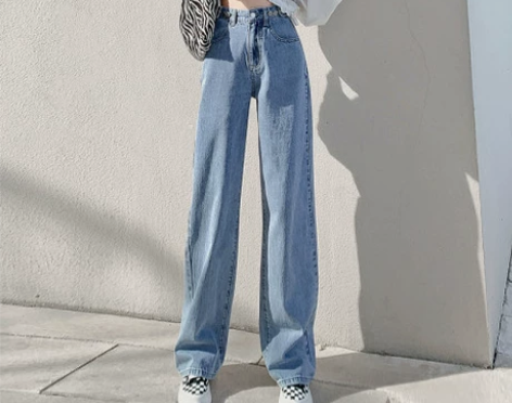 小红书爆火 | 高腰直筒牛仔裤女阔腿宽松垂...