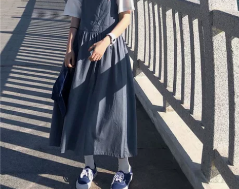 MOSES QUEEN 纯棉连衣裙女学生韩...