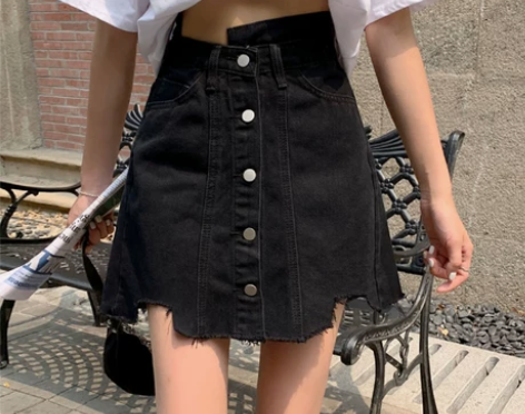 胖MM大码不规则牛仔裙高腰A字半身裙女夏季...