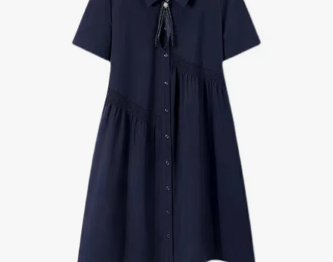 拉夏贝尔短袖连衣裙女2022夏季新款休闲显...